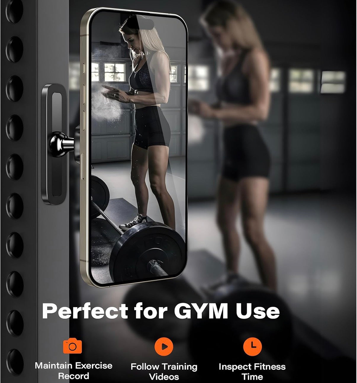 ジム用 マグネット式スマホホルダー｜強力磁石・コンパクト設計｜筋トレ・自撮り・動画撮影対応
