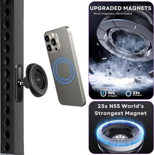 ジム用 マグネット式スマホホルダー｜強力磁石・コンパクト設計｜筋トレ・自撮り・動画撮影対応